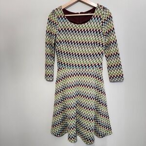 TRAFFIC PEOPLE Crochet Dress Womens Small Zig Zag Retro 70s England BOHO Party
